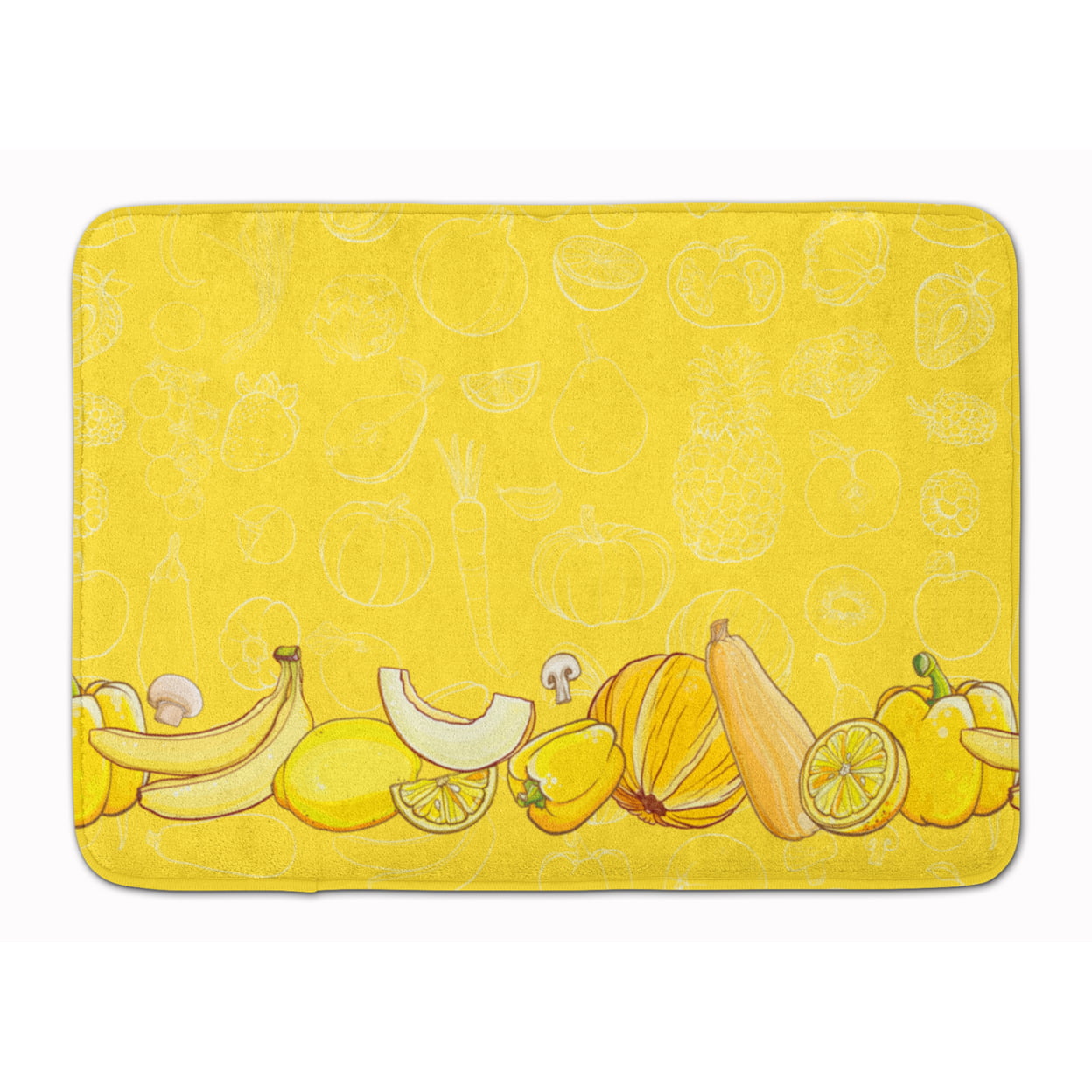 Fruits & Vegetables in Yellow Machine Washable Memory Foam Mat