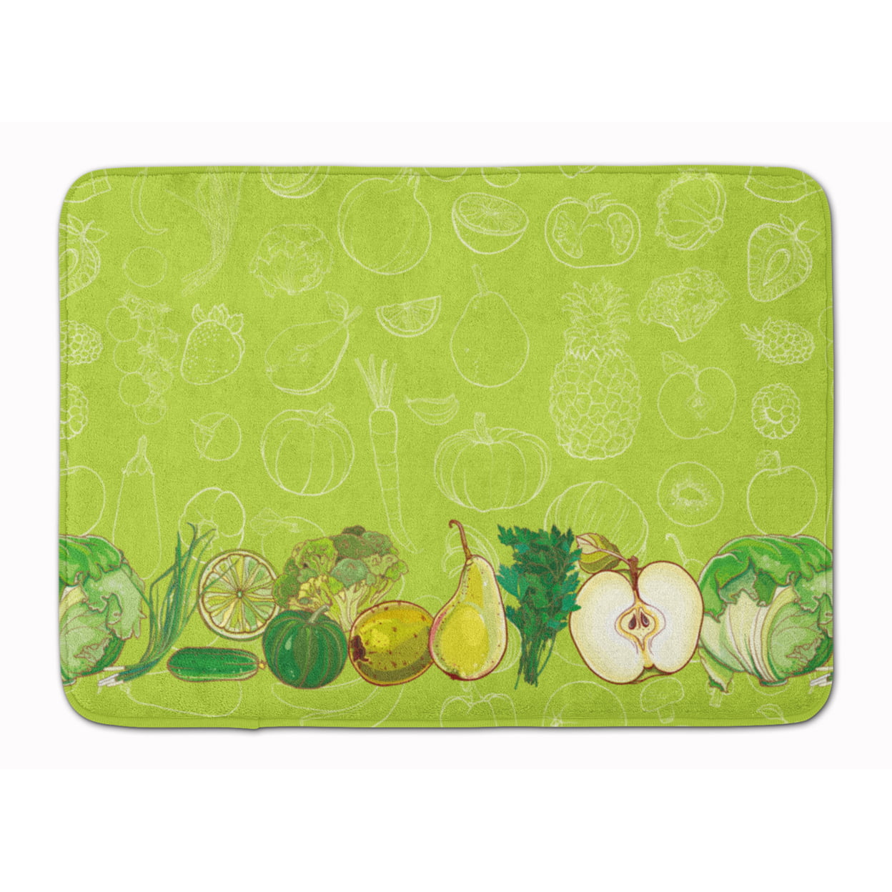 Fruits & Vegetables in Green Machine Washable Memory Foam Mat