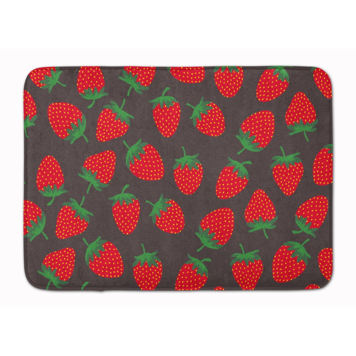 Strawberries on Gray Machine Washable Memory Foam Mat