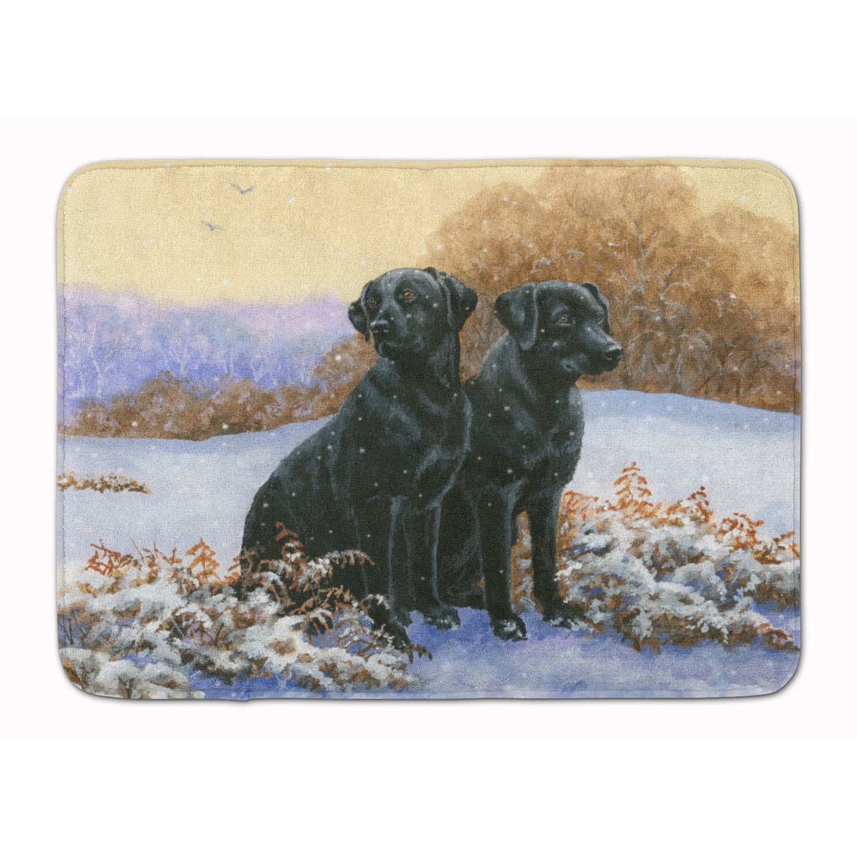BDBA0450RUG Black Labradors in the Snow Machine Washable Memory Foam Mat