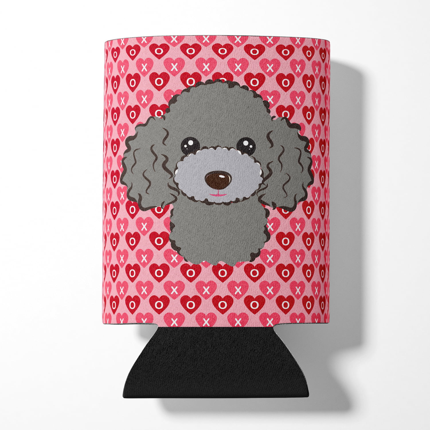 Silver Gray Poodle Hearts Can or Bottle Hugger