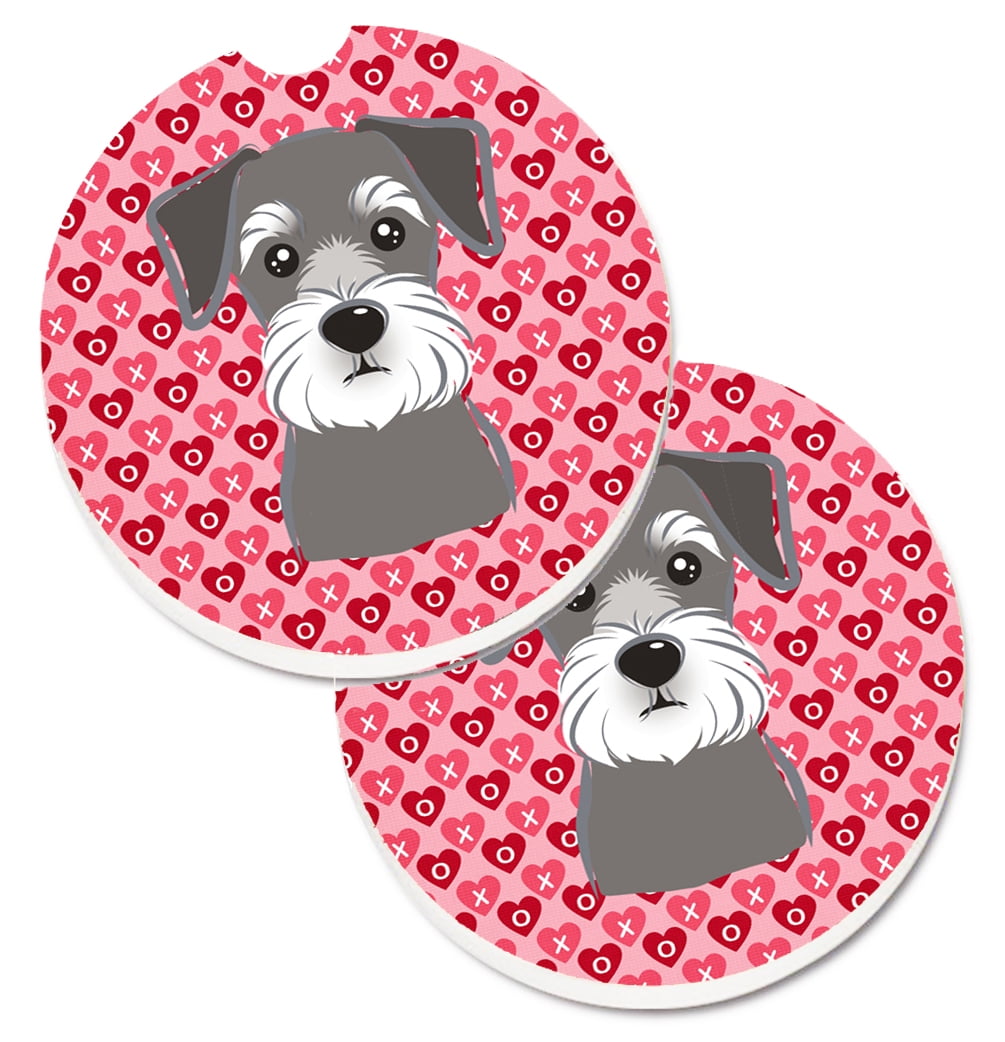 Schnauzer Hearts Cup Holder Car Coasters - Set of 2