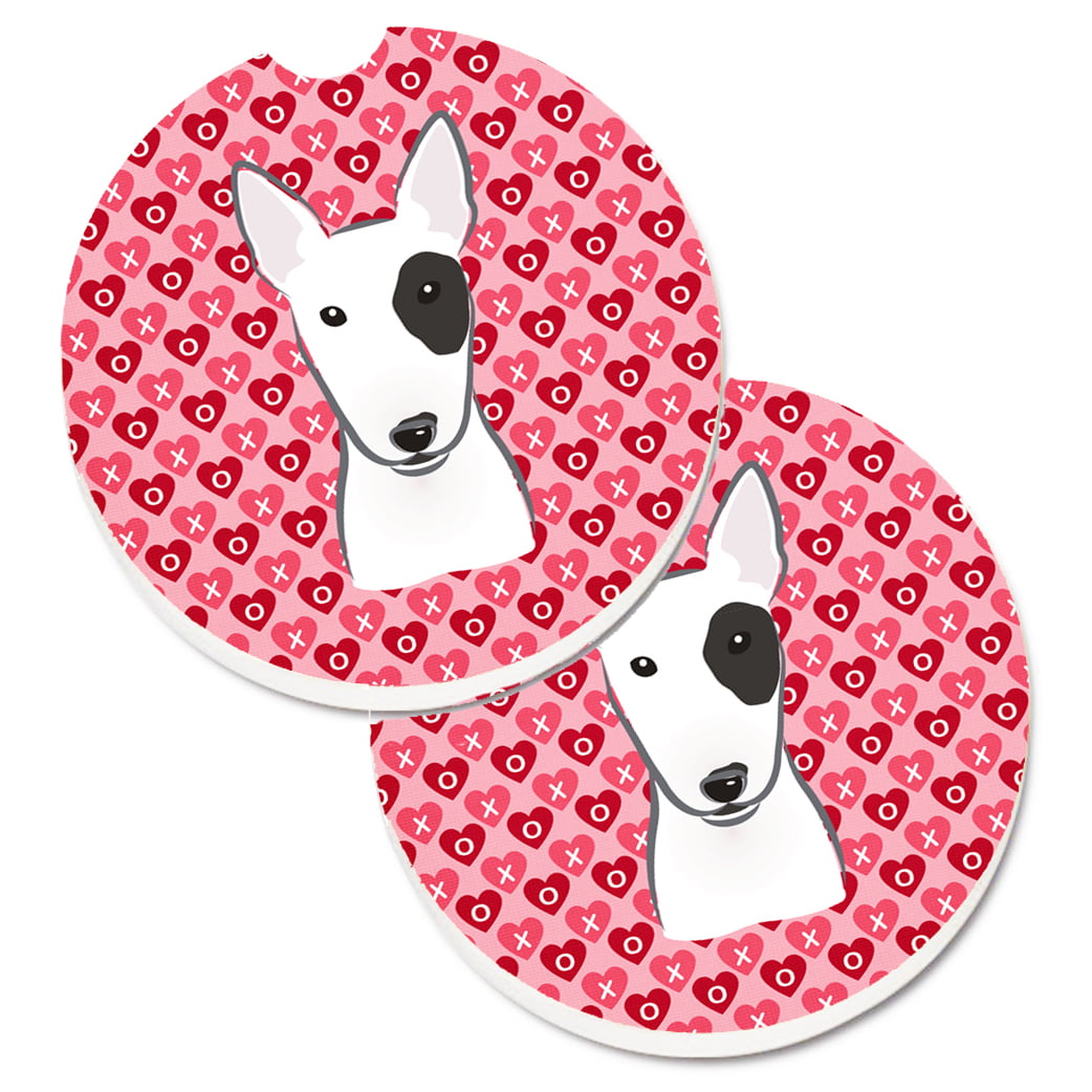Bull Terrier Hearts Cup Holder Car Coasters - Set of 2