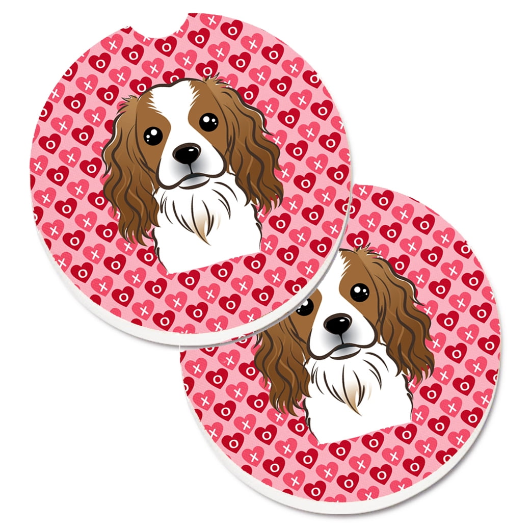 Cavalier Spaniel Hearts Cup Holder Car Coasters - Set of 2