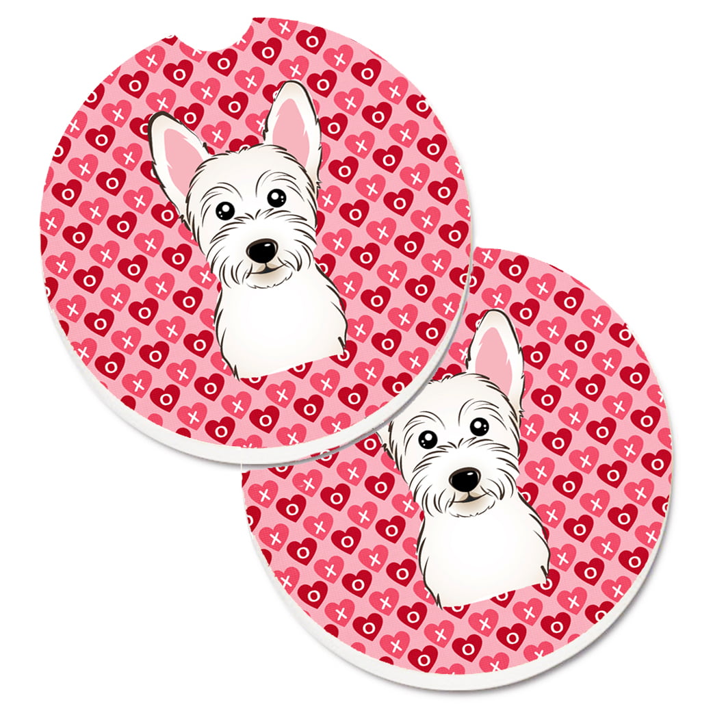 Westie Hearts Cup Holder Car Coasters - Set of 2