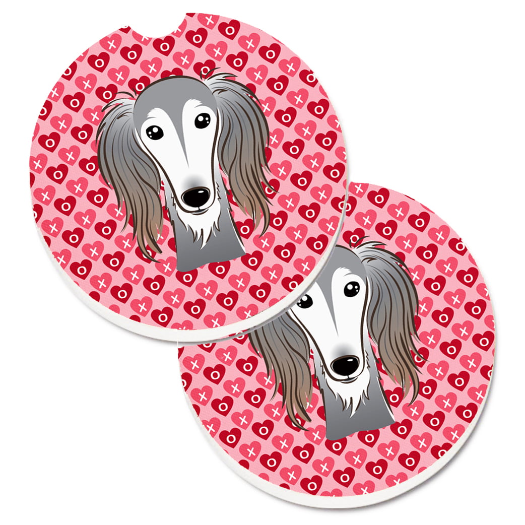 Saluki Hearts Cup Holder Car Coasters - Set of 2