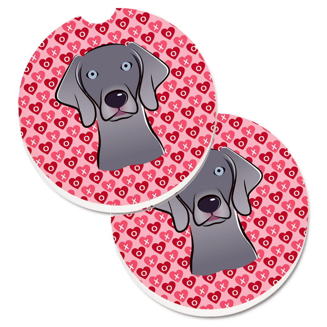 Weimaraner Hearts Cup Holder Car Coasters - Set of 2