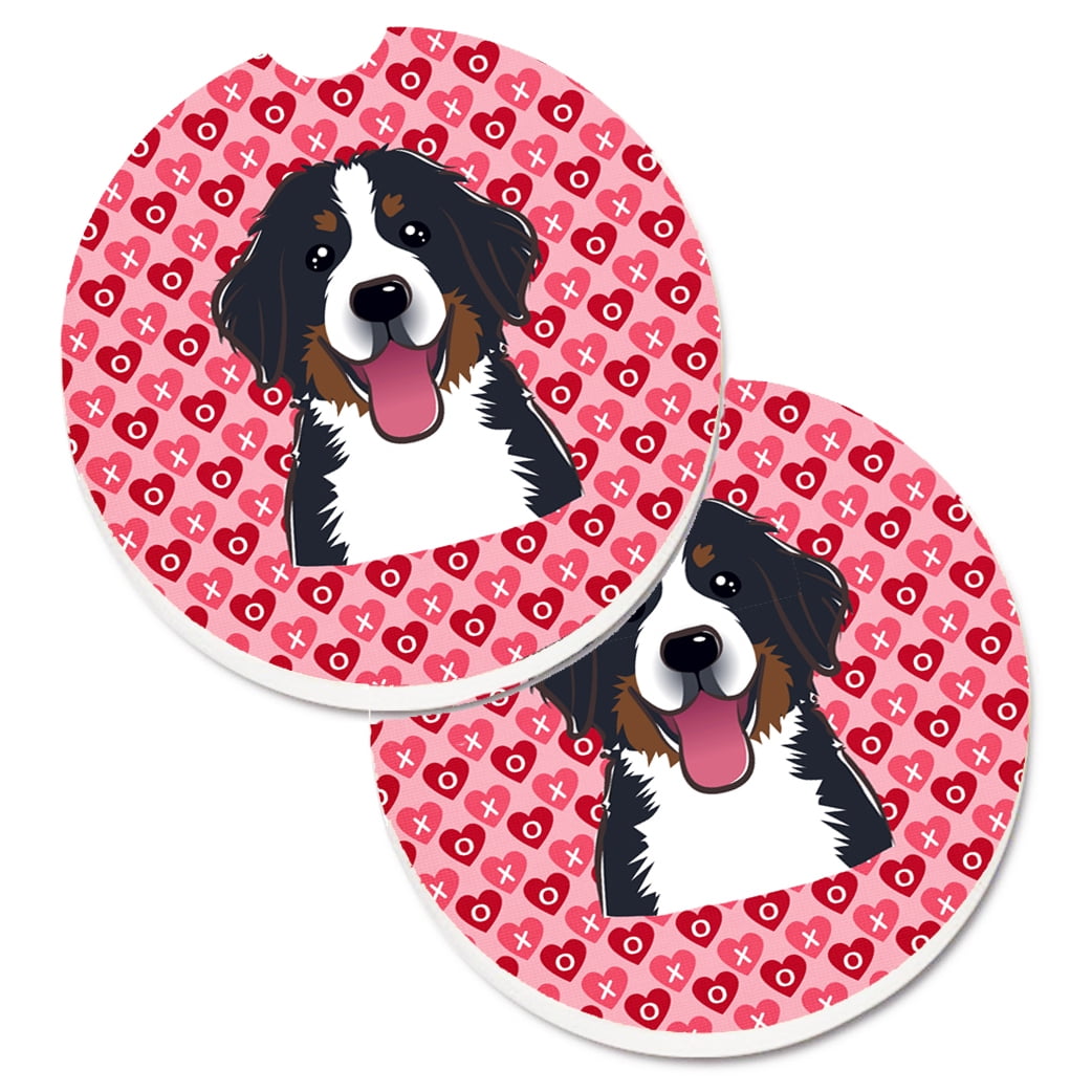 Bernese Mountain Dog Hearts Cup Holder Car Coasters - Set of 2