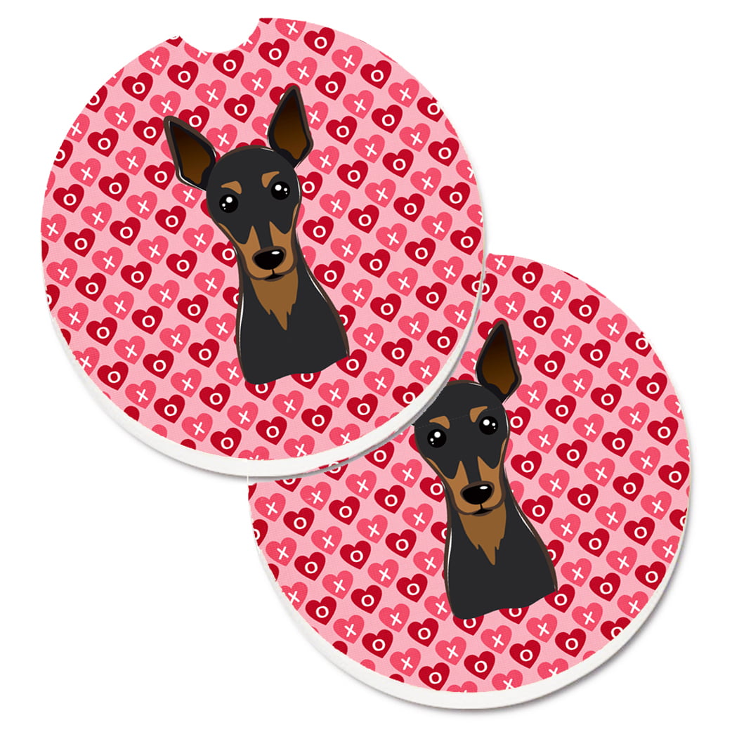 Min Pin Hearts Cup Holder Car Coasters - Set of 2