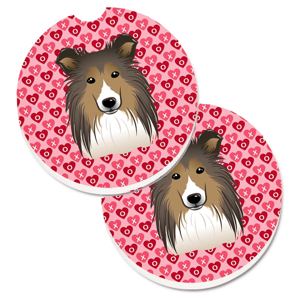 Sheltie Hearts Cup Holder Car Coasters - Set of 2
