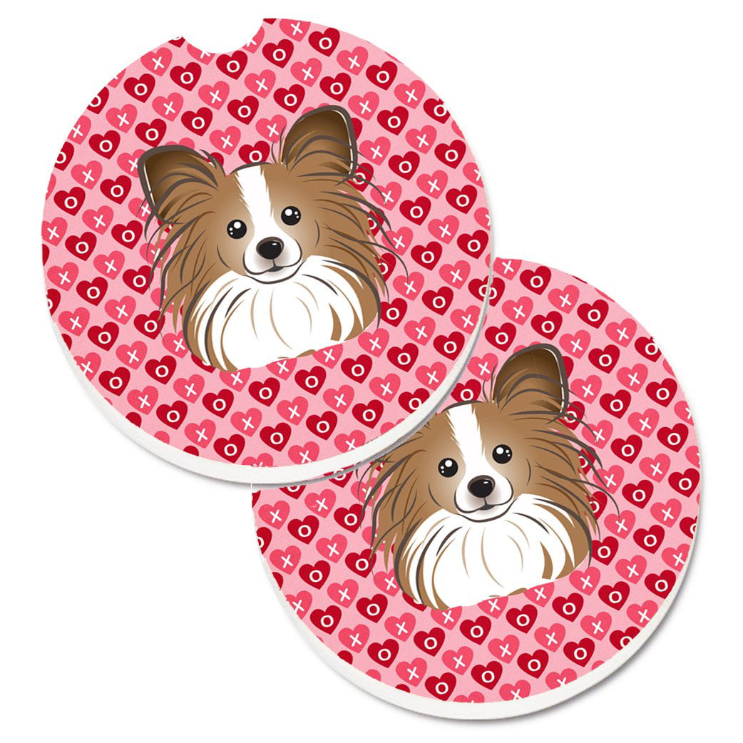 Papillon Hearts Cup Holder Car Coasters - Set of 2