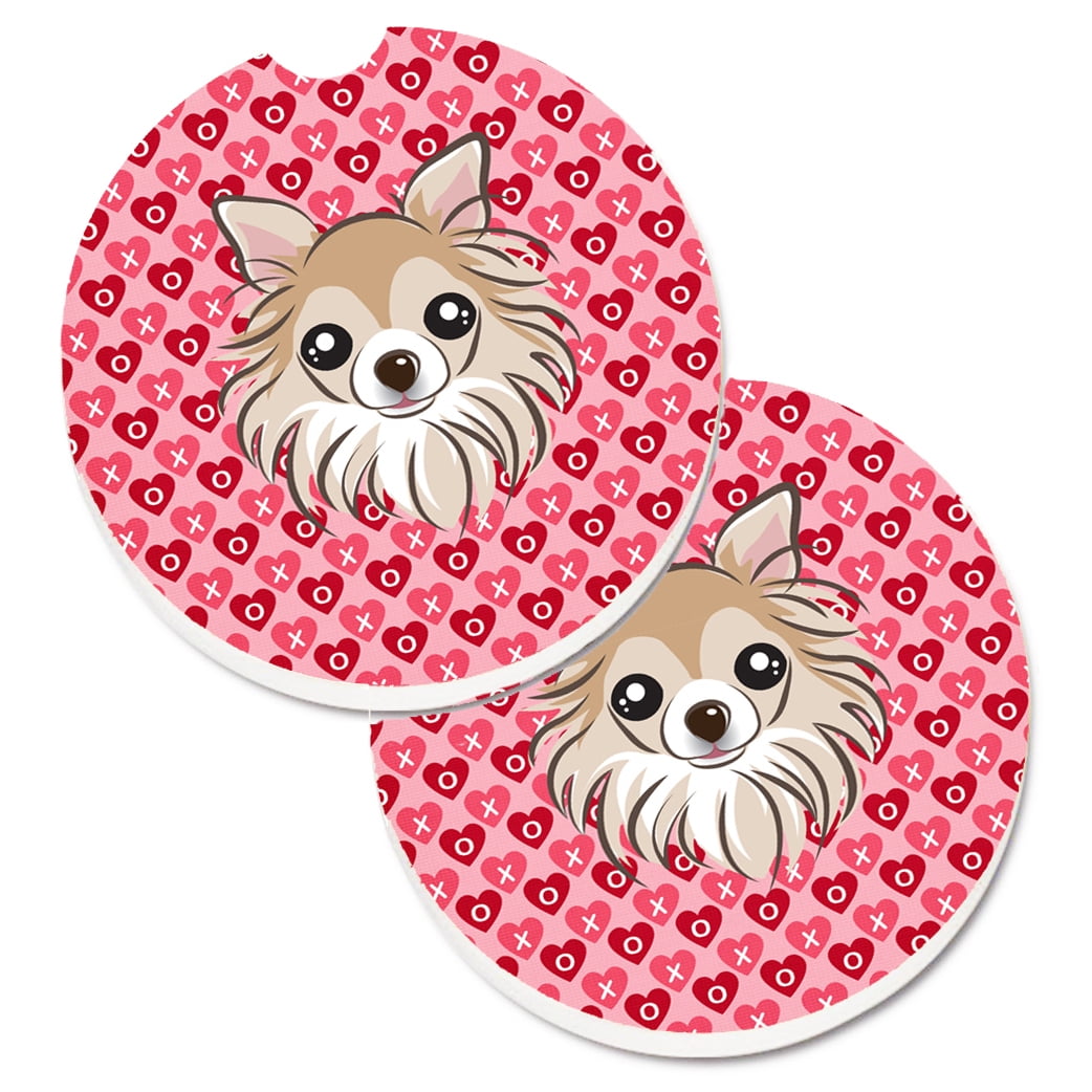 Chihuahua Hearts Cup Holder Car Coasters - Set of 2