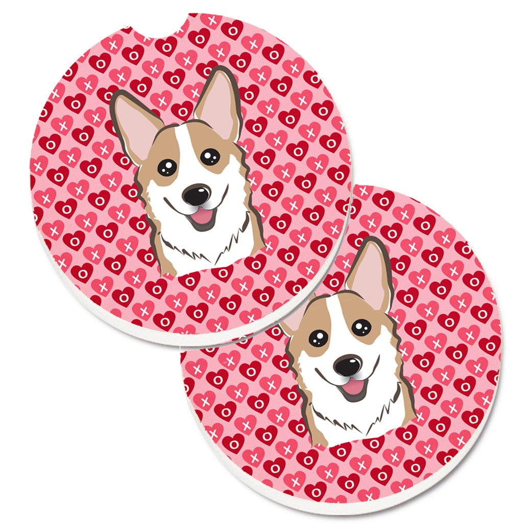 Sable Corgi Hearts Cup Holder Car Coasters - Set of 2