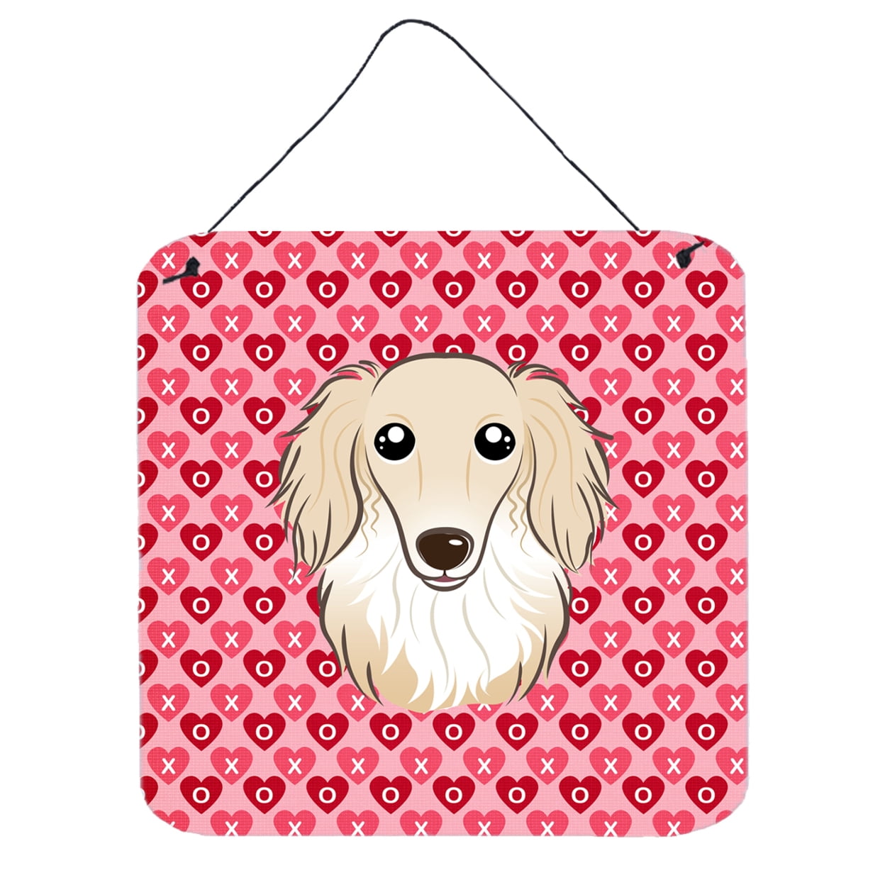 Longhair Creme Dachshund Hearts Wall or Door Hanging Prints