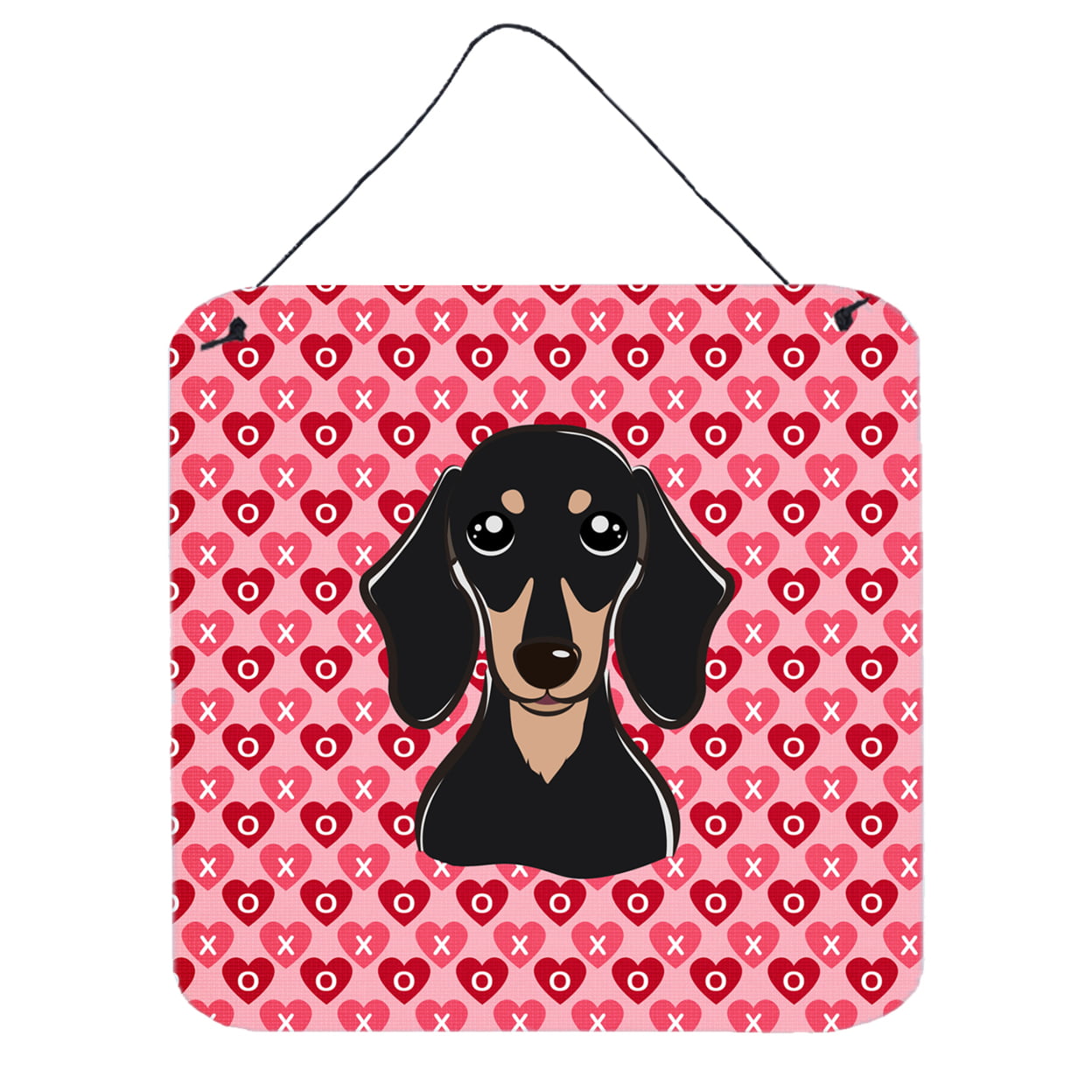 Smooth Black & Tan Dachshund Hearts Wall or Door Hanging Prints
