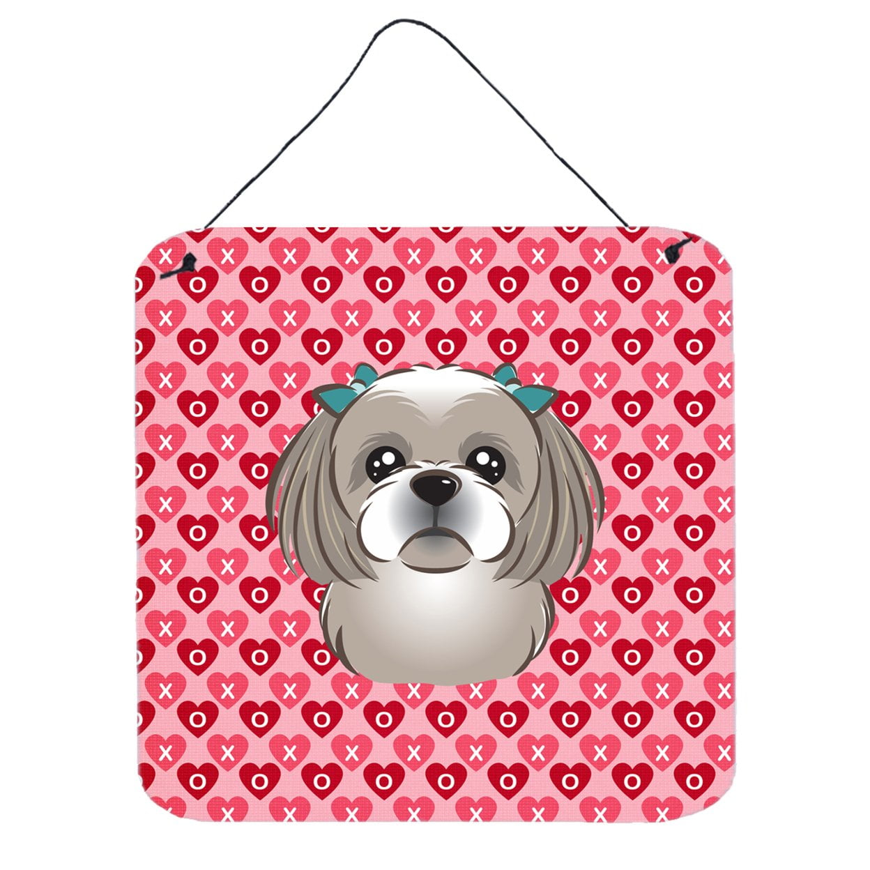 Gray Silver Shih Tzu Hearts Wall or Door Hanging Prints