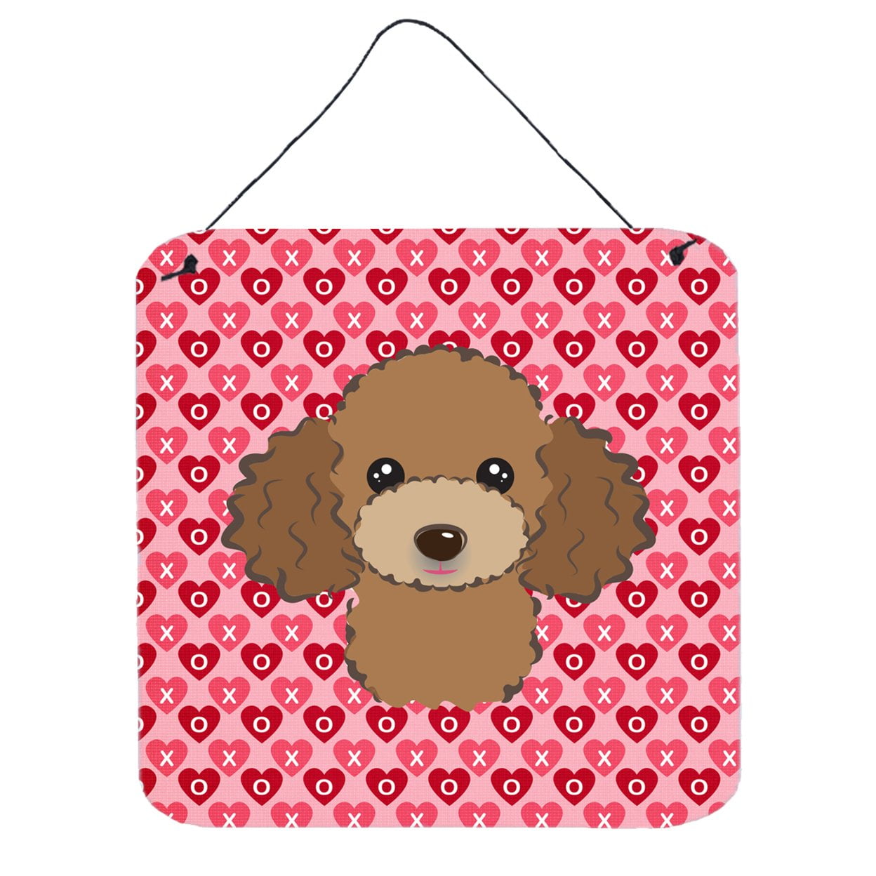 Chocolate Brown Poodle Hearts Wall or Door Hanging Prints