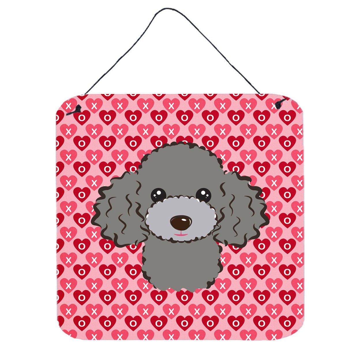 Silver Gray Poodle Hearts Wall or Door Hanging Prints