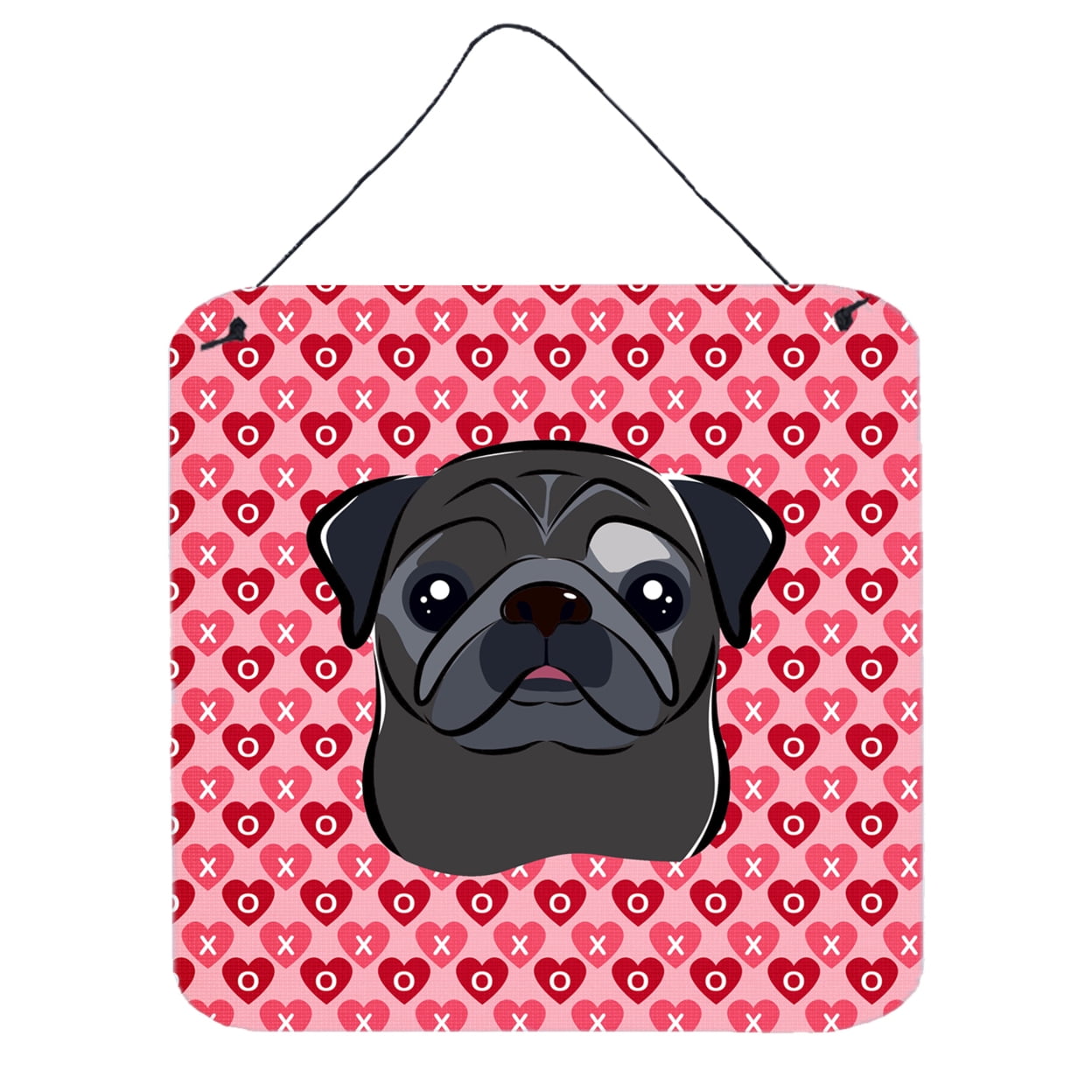 Black Pug Hearts Wall or Door Hanging Prints