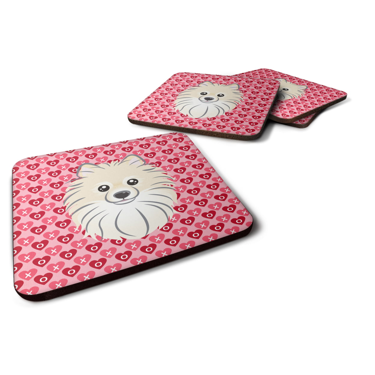 Pomeranian Hearts Foam Coasters - Set of 4