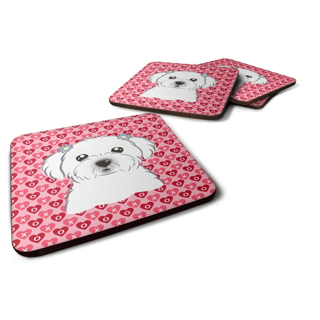 Maltese Hearts Foam Coasters - Set of 4