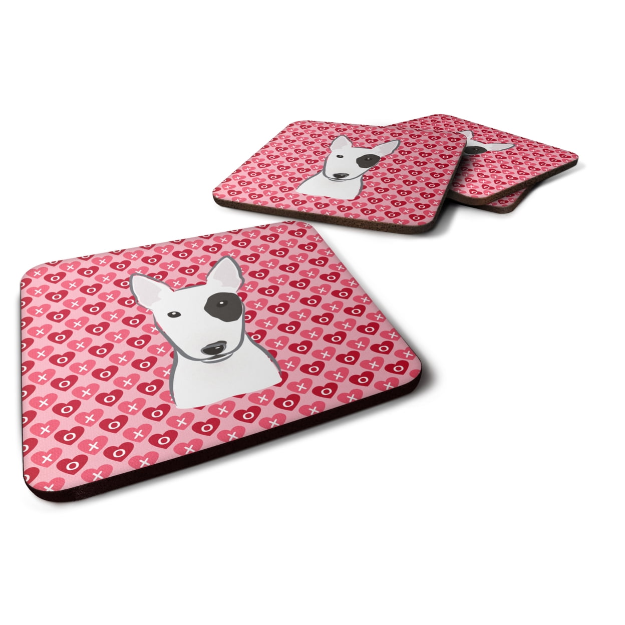 Bull Terrier Hearts Foam Coasters - Set of 4