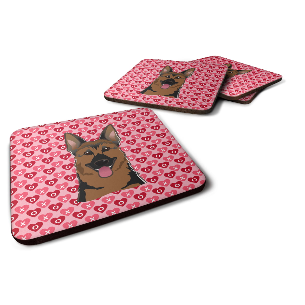 German Shepherd Hearts Foam Coasters - Set of 4