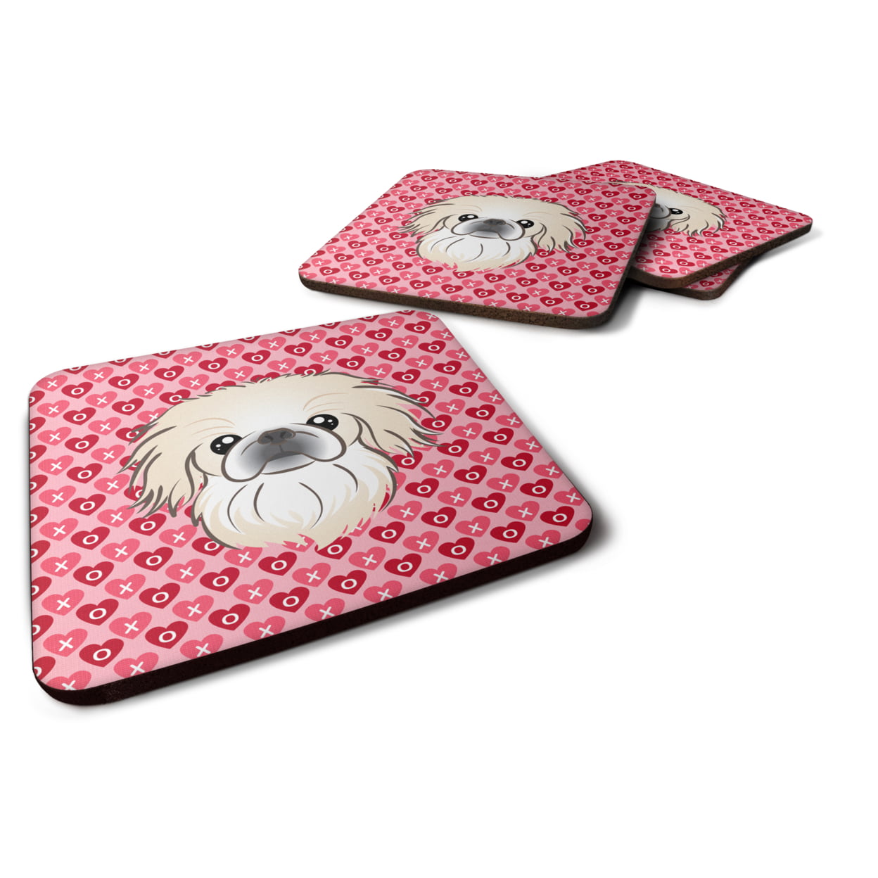 Pekingese Hearts Foam Coasters - Set of 4