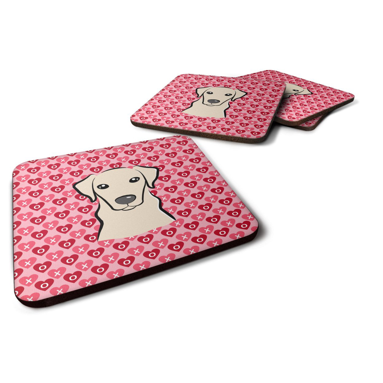 Yellow Labrador Hearts Foam Coasters - Set of 4