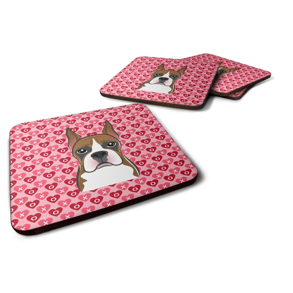 Boxer Hearts Foam Coasters - Set of 4