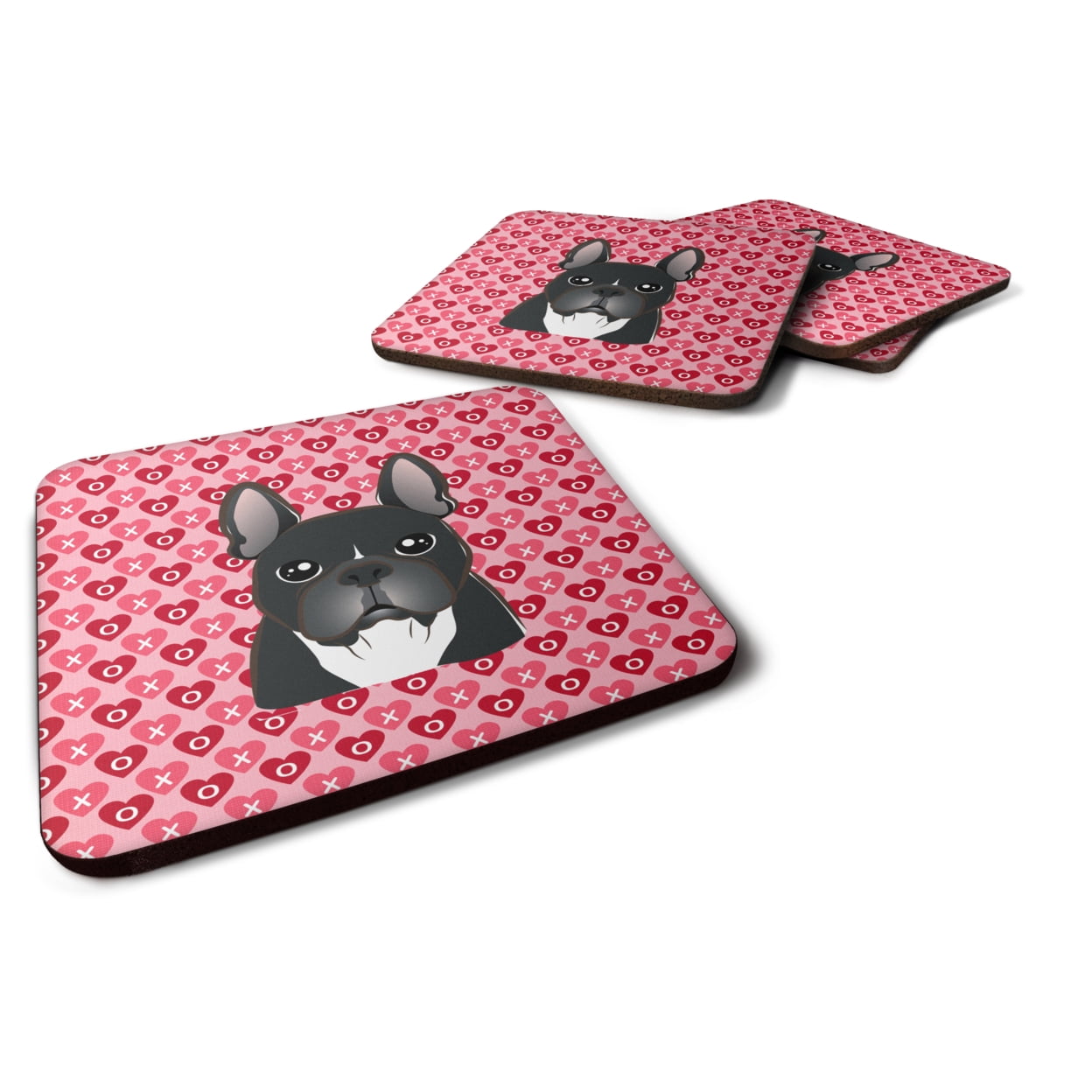 French Bulldog Hearts Foam Coasters - Set of 4