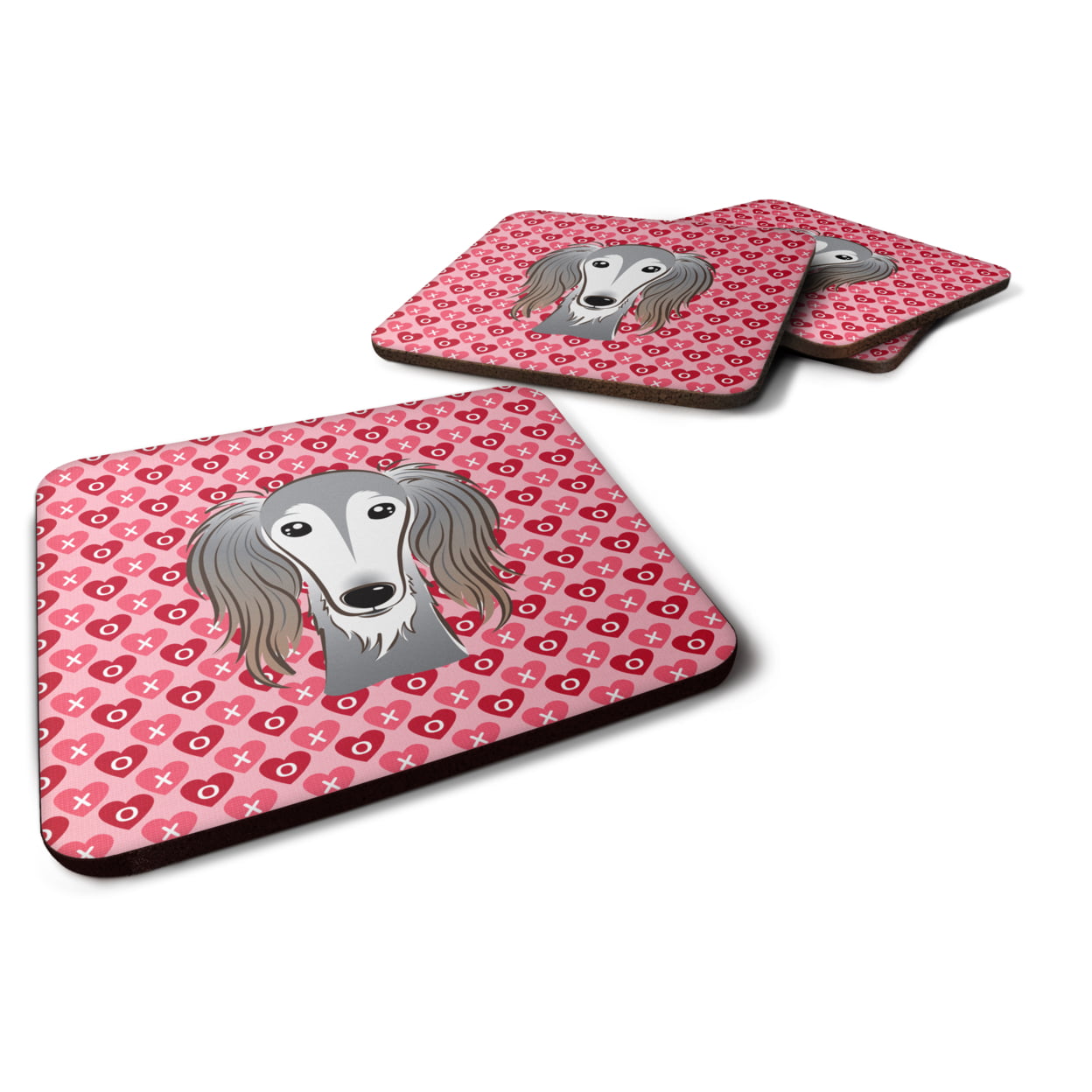 Saluki Hearts Foam Coasters - Set of 4