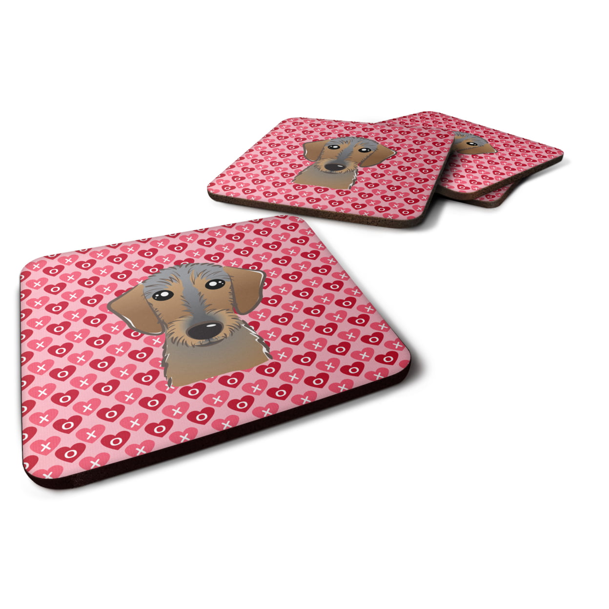 Wirehaired Dachshund Hearts Foam Coasters - Set of 4