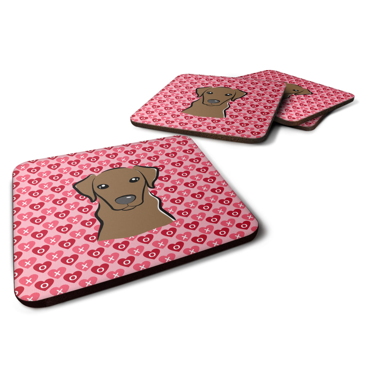 Chocolate Labrador Hearts Foam Coasters - Set of 4