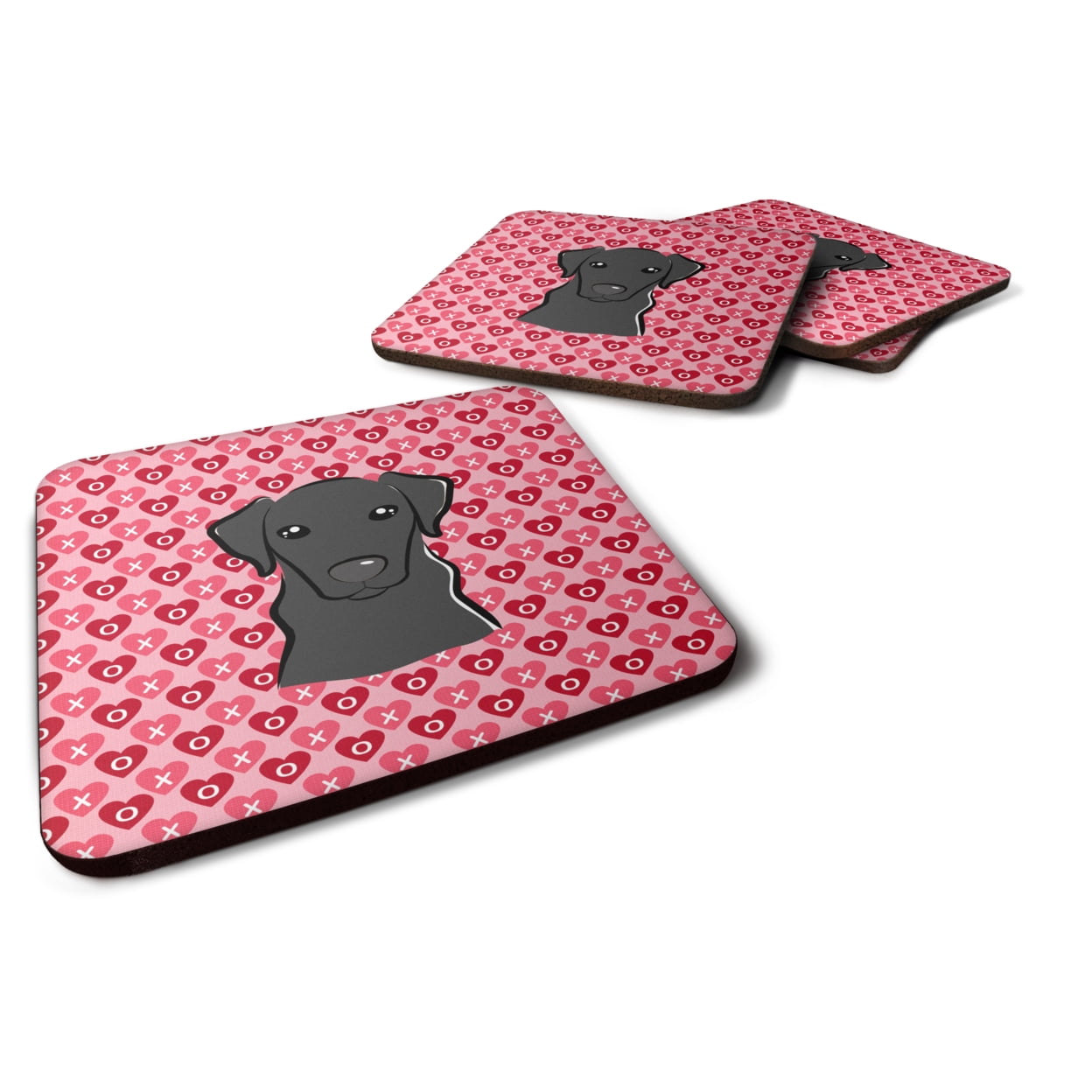 Black Labrador Hearts Foam Coasters - Set of 4