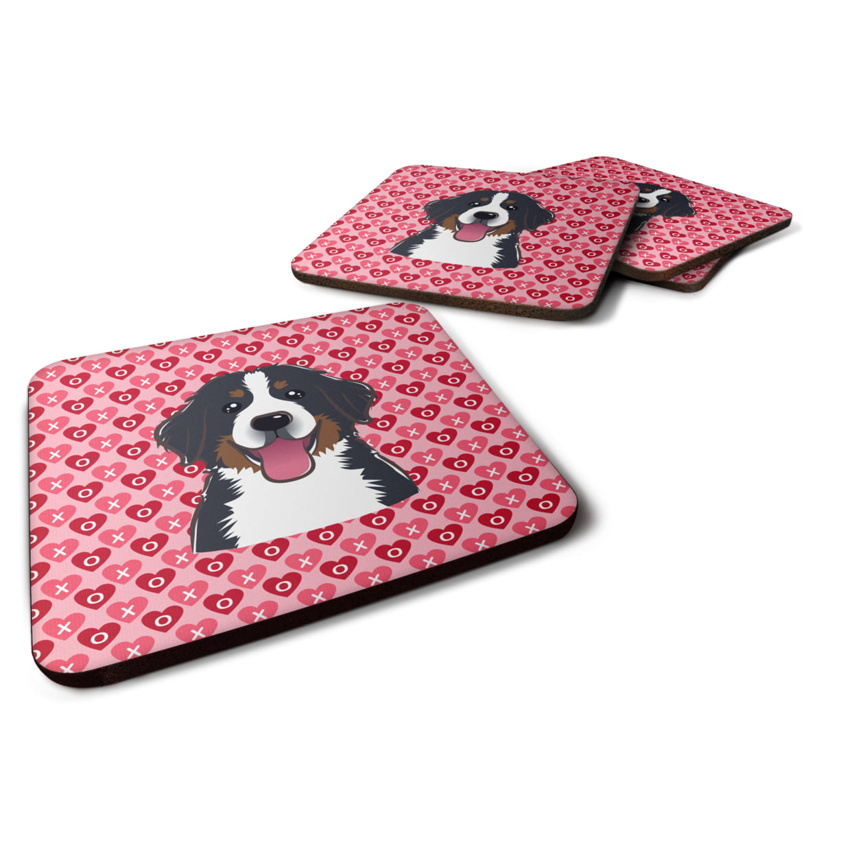 Bernese Mountain Dog Hearts Foam Coasters - Set of 4