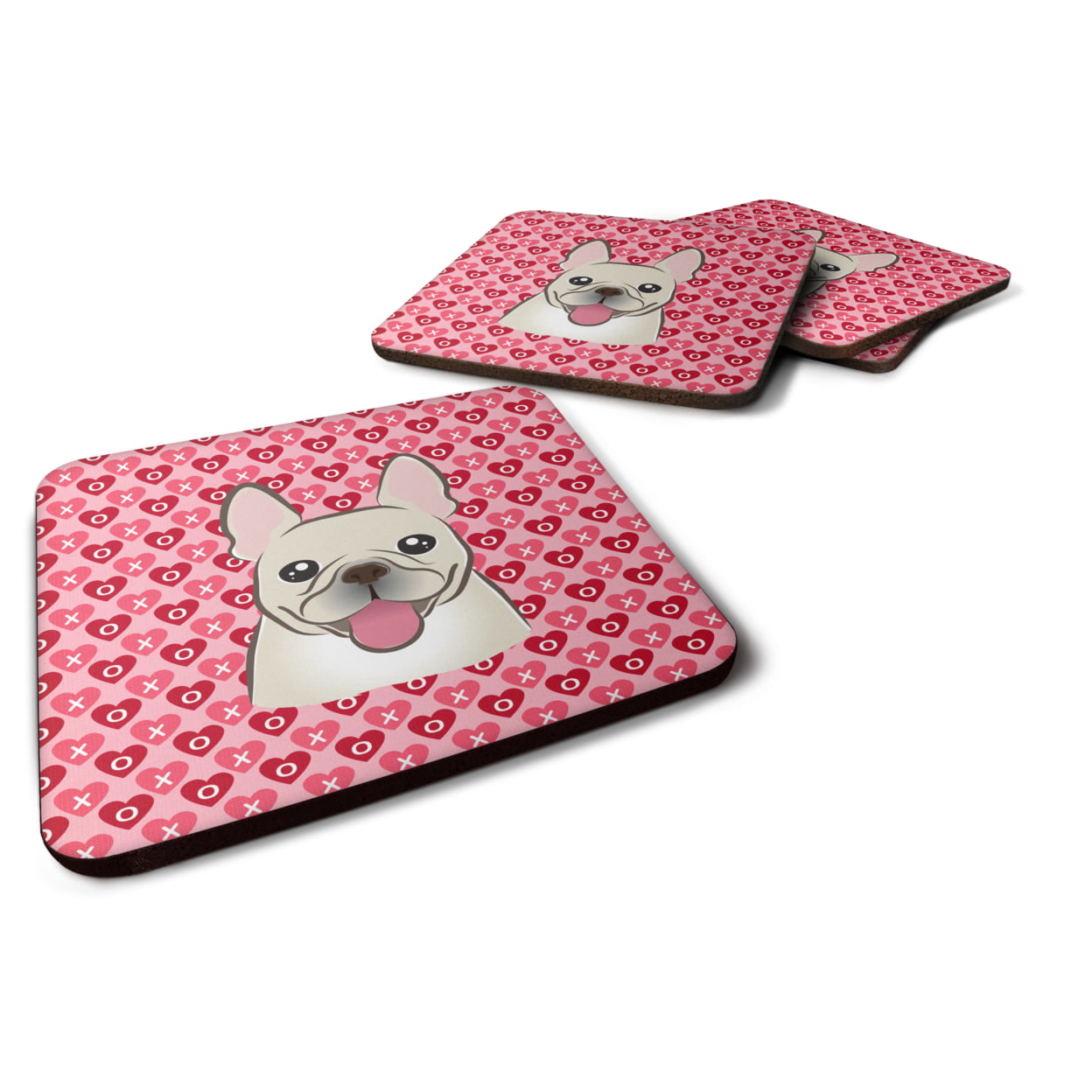 French Bulldog Hearts Foam Coasters - Set of 4