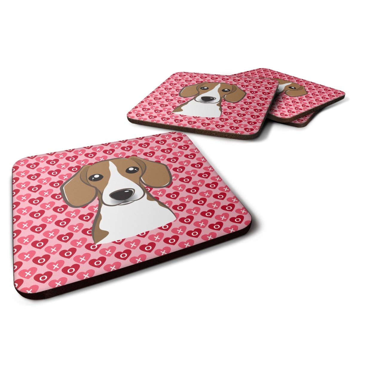 Beagle Hearts Foam Coasters - Set of 4