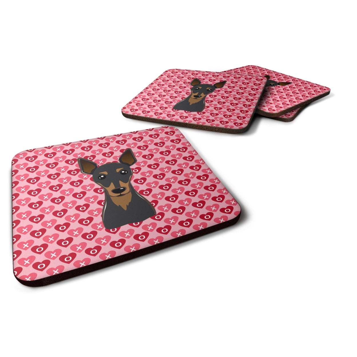 Picture of Carolines Treasures BB5310FC Min Pin Hearts Foam Coasters - Set of 4