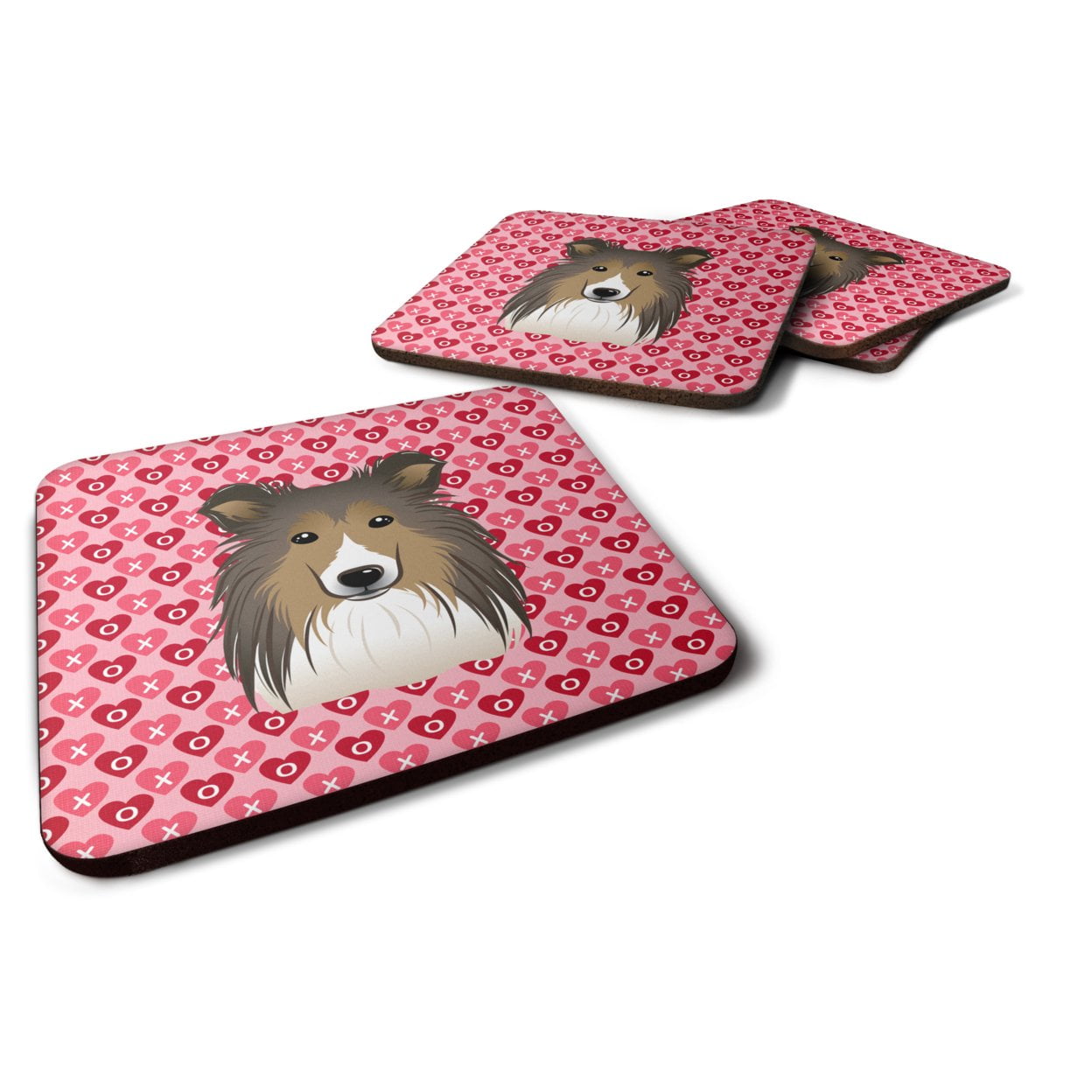 Sheltie Hearts Foam Coasters - Set of 4