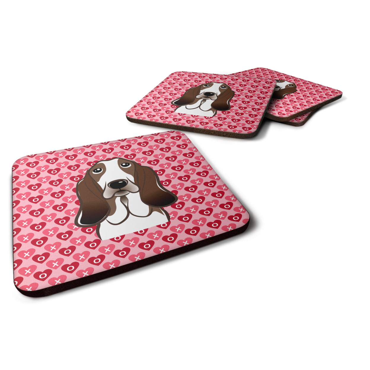 Basset Hound Hearts Foam Coasters - Set of 4