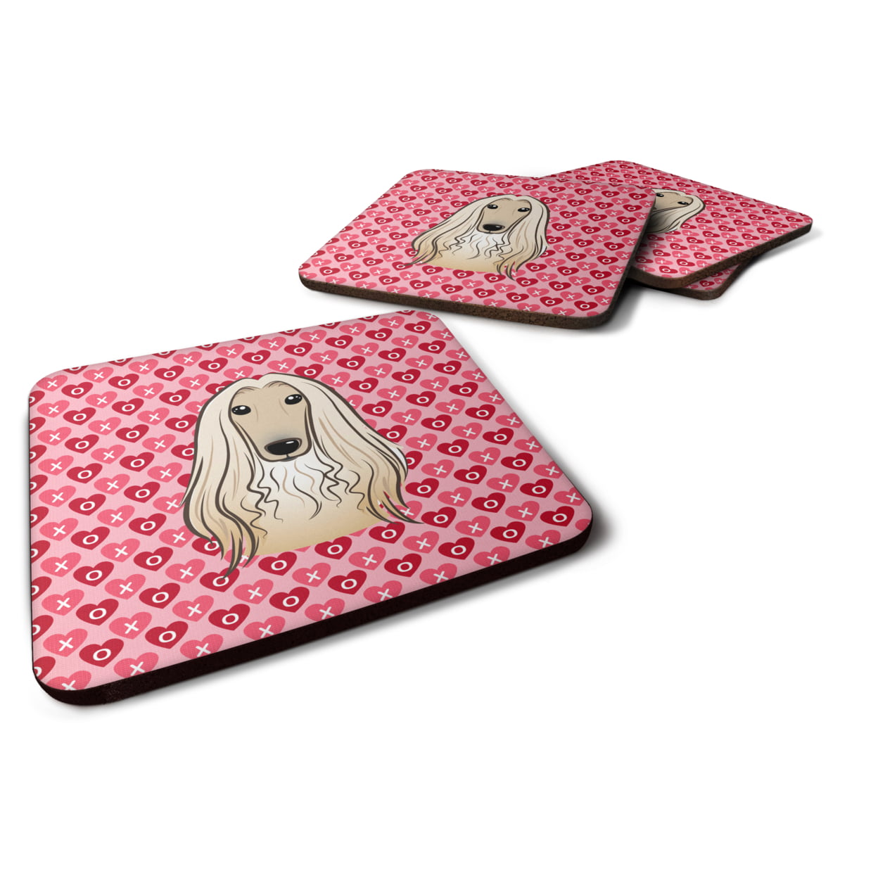 Afghan Hound Hearts Foam Coasters - Set of 4