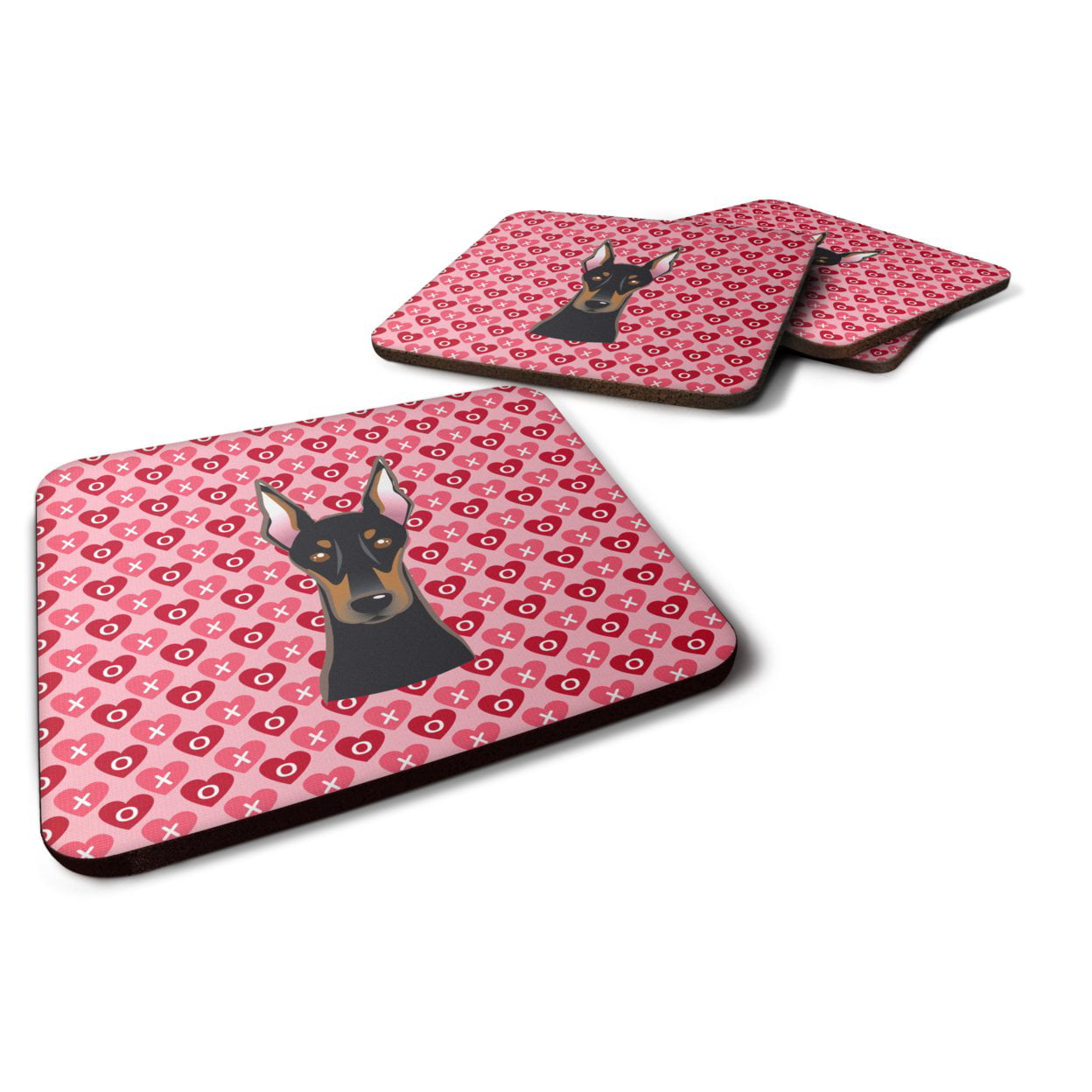 Doberman Pinscher Hearts Foam Coasters - Set of 4