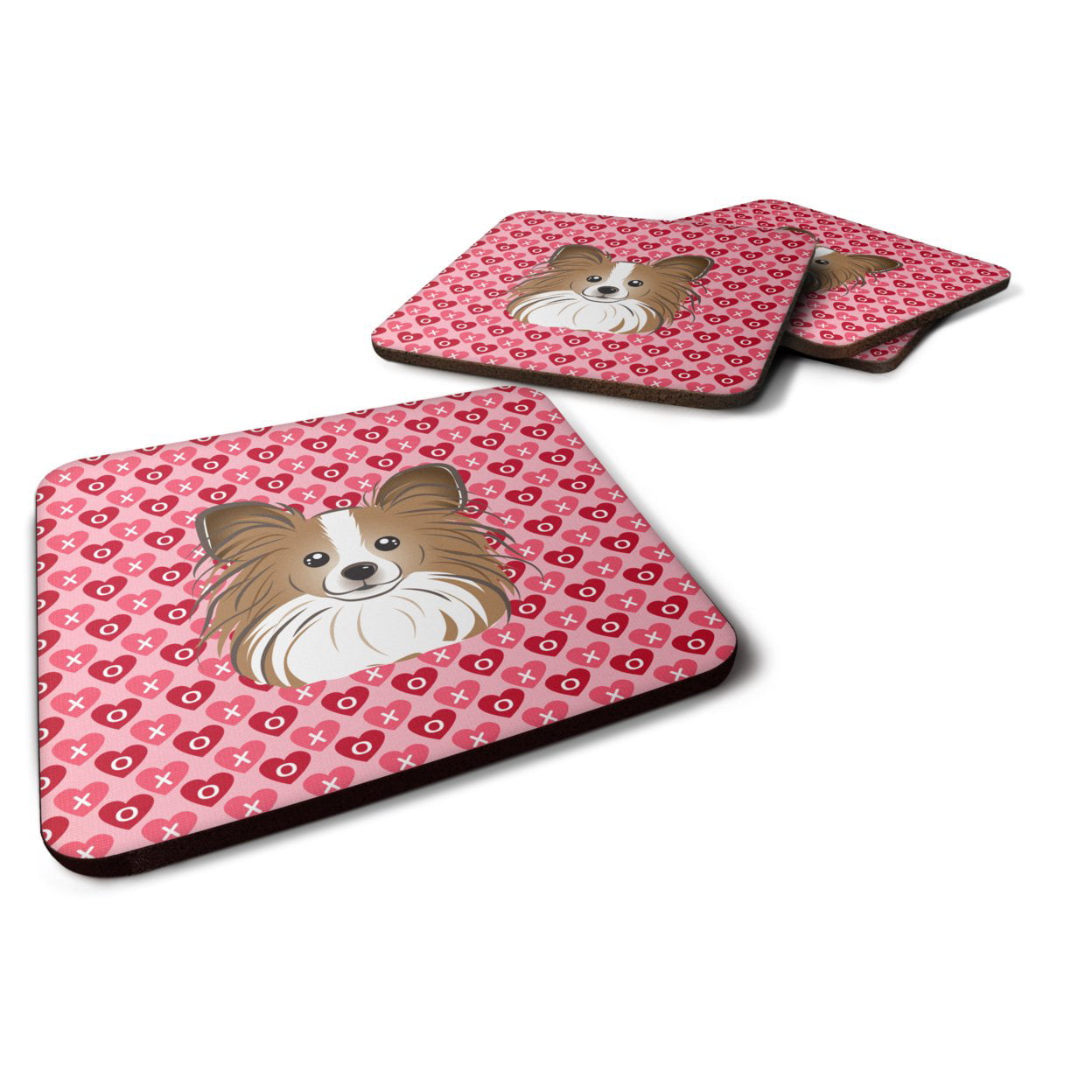 Papillon Hearts Foam Coasters - Set of 4