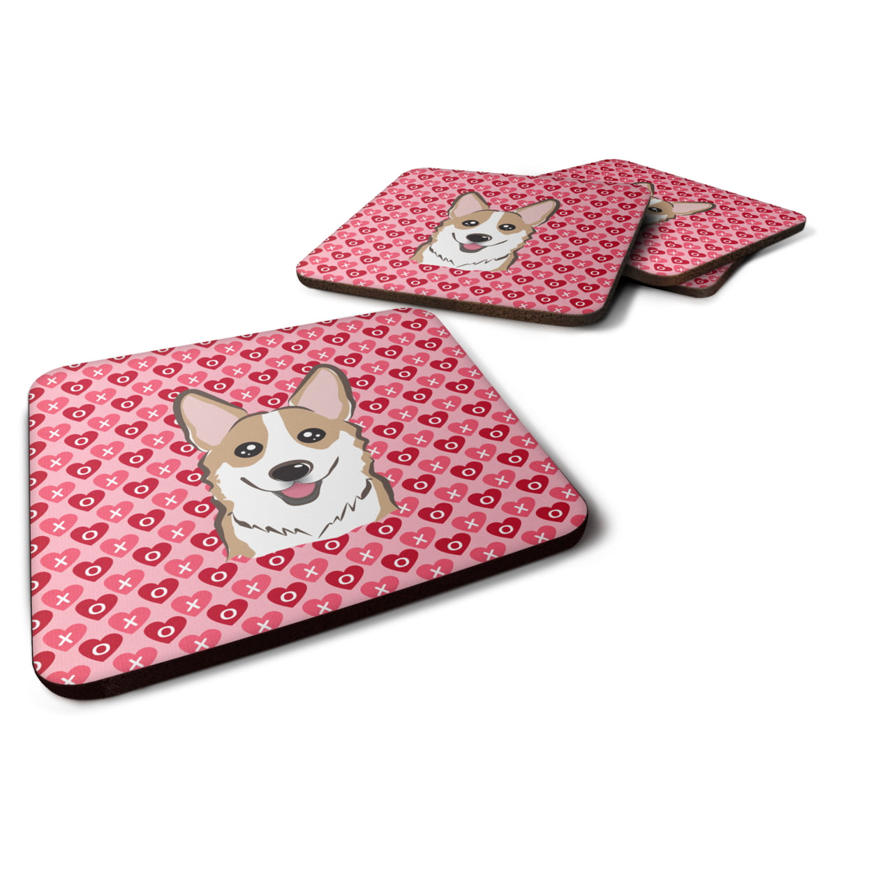 Sable Corgi Hearts Foam Coasters - Set of 4