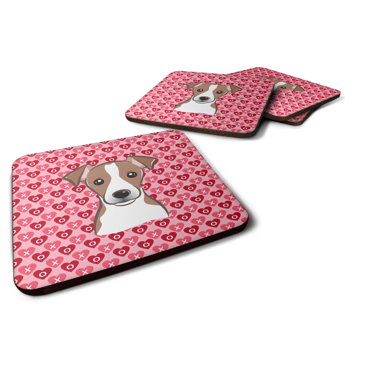 Jack Russell Terrier Hearts Foam Coasters - Set of 4