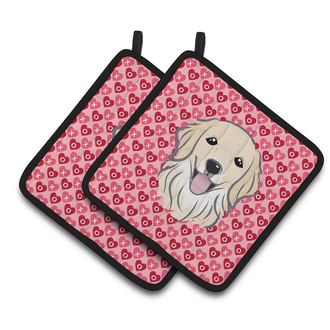Golden Retriever Hearts Pair of Pot Holders