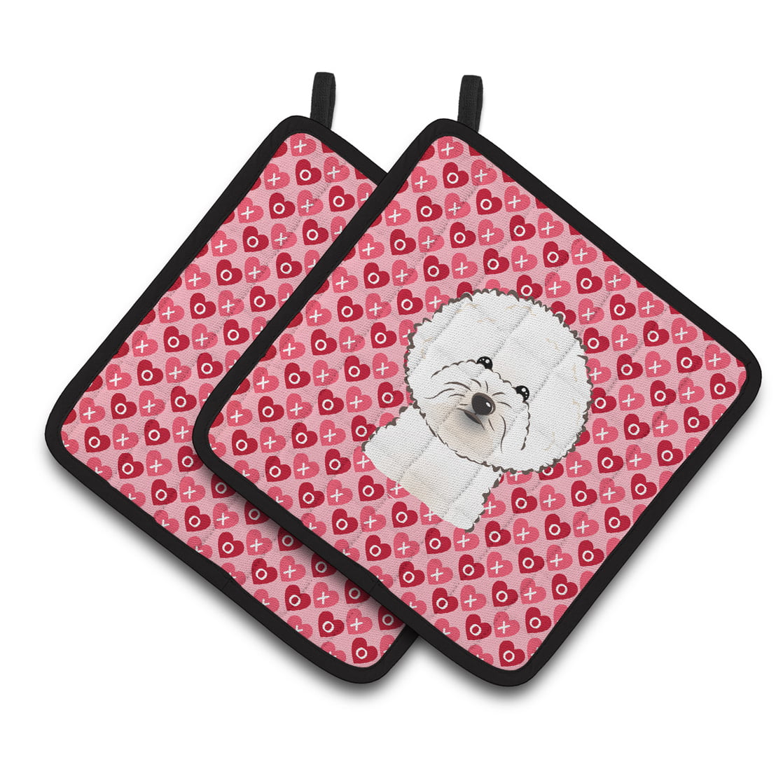 Bichon Frise Hearts Pair of Pot Holders