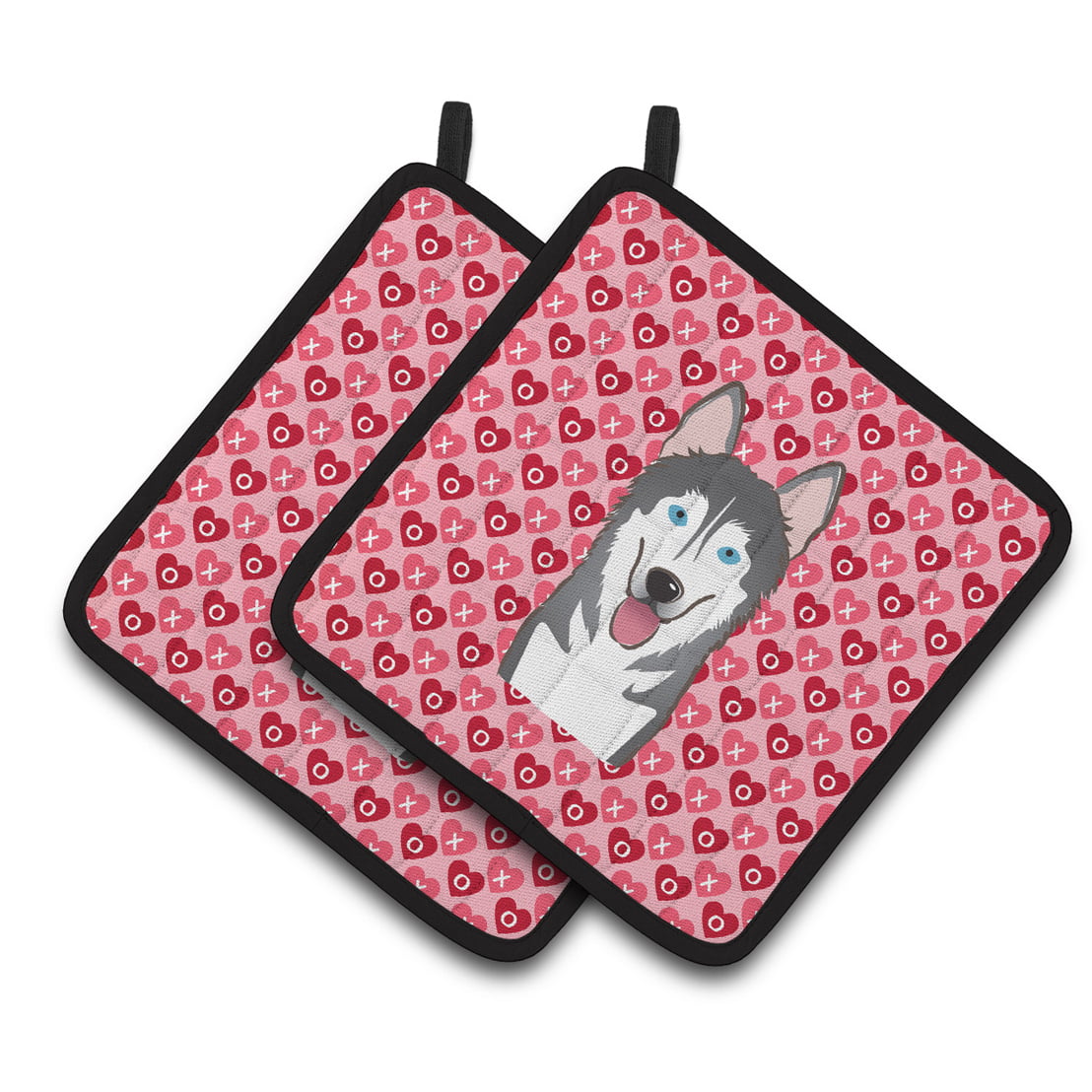 Alaskan Malamute Hearts Pair of Pot Holders