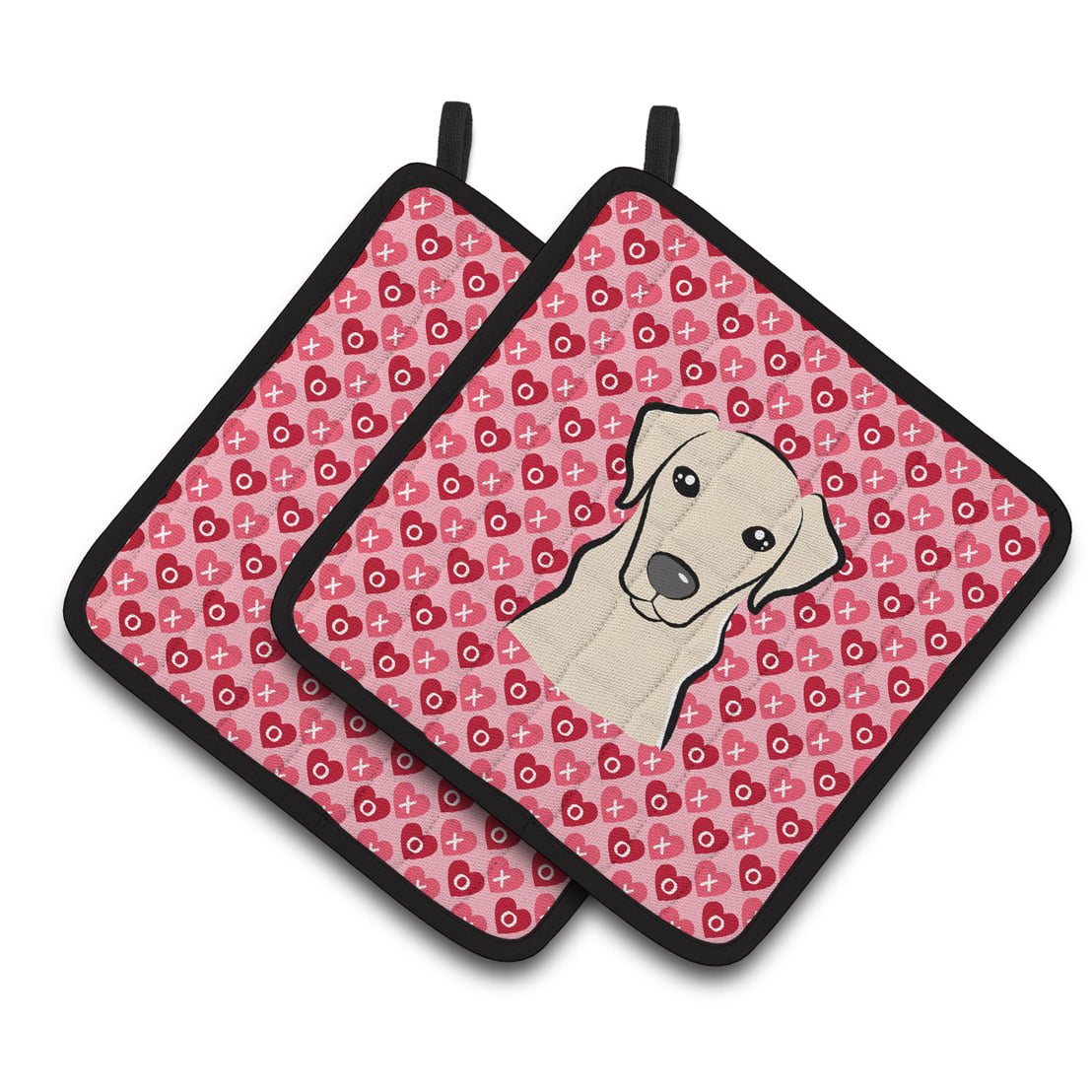 Yellow Labrador Hearts Pair of Pot Holders